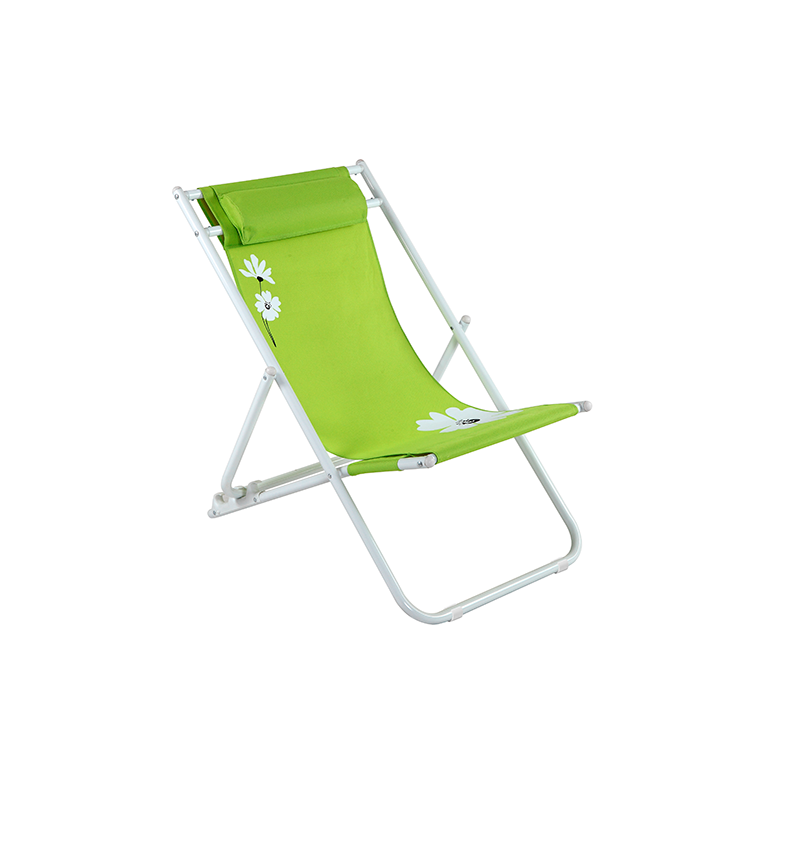 Steel beach chair with pillow Green