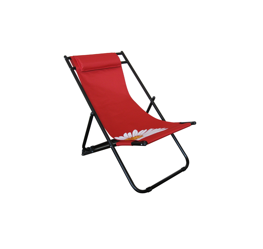 Steel beach chair with pillow Red