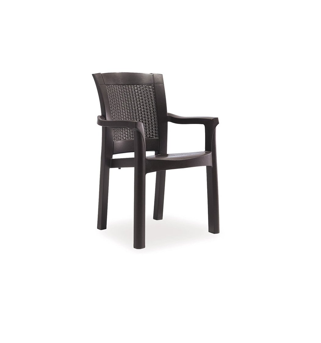 Chair NOVUSSI with armrest ROMA RATTAN BROWN