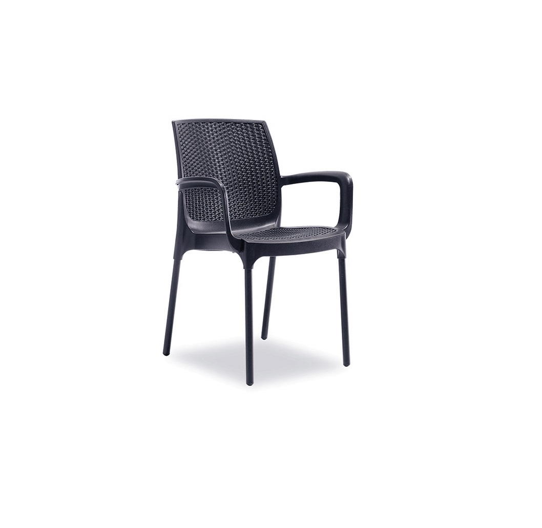 Chair NOVUSSI with armrest SUNSET RATTAN ANTRACITE