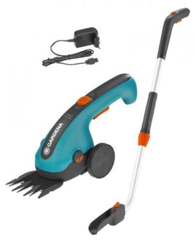 Gardena  A set of battery grass scissors + handle/wheels 
