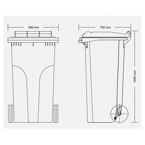 Waste recycling bin Plastic 240 litre