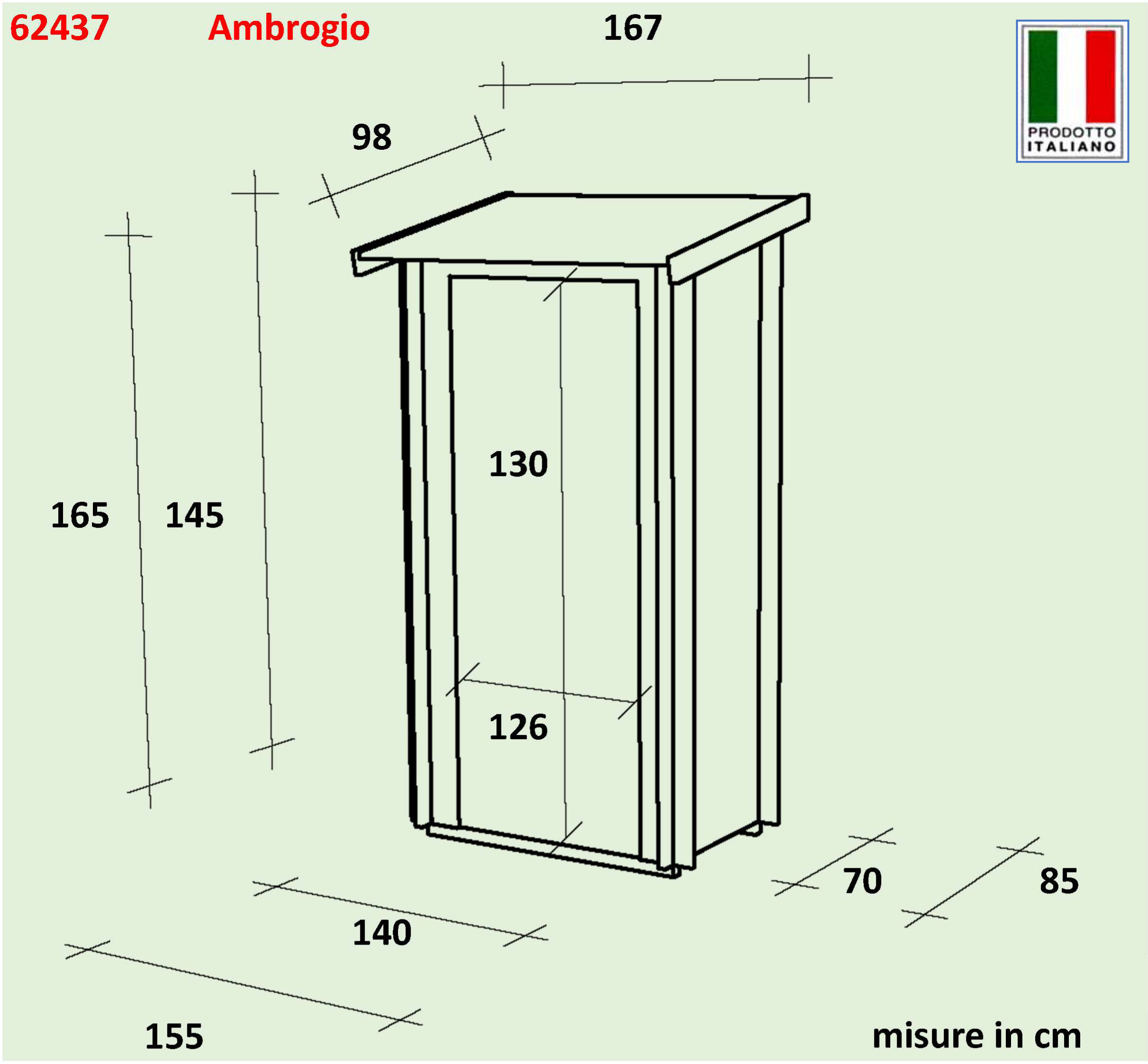 Garden house Alce Bh16 Ambrogio 155x85 cm PDC pefc grey coloured