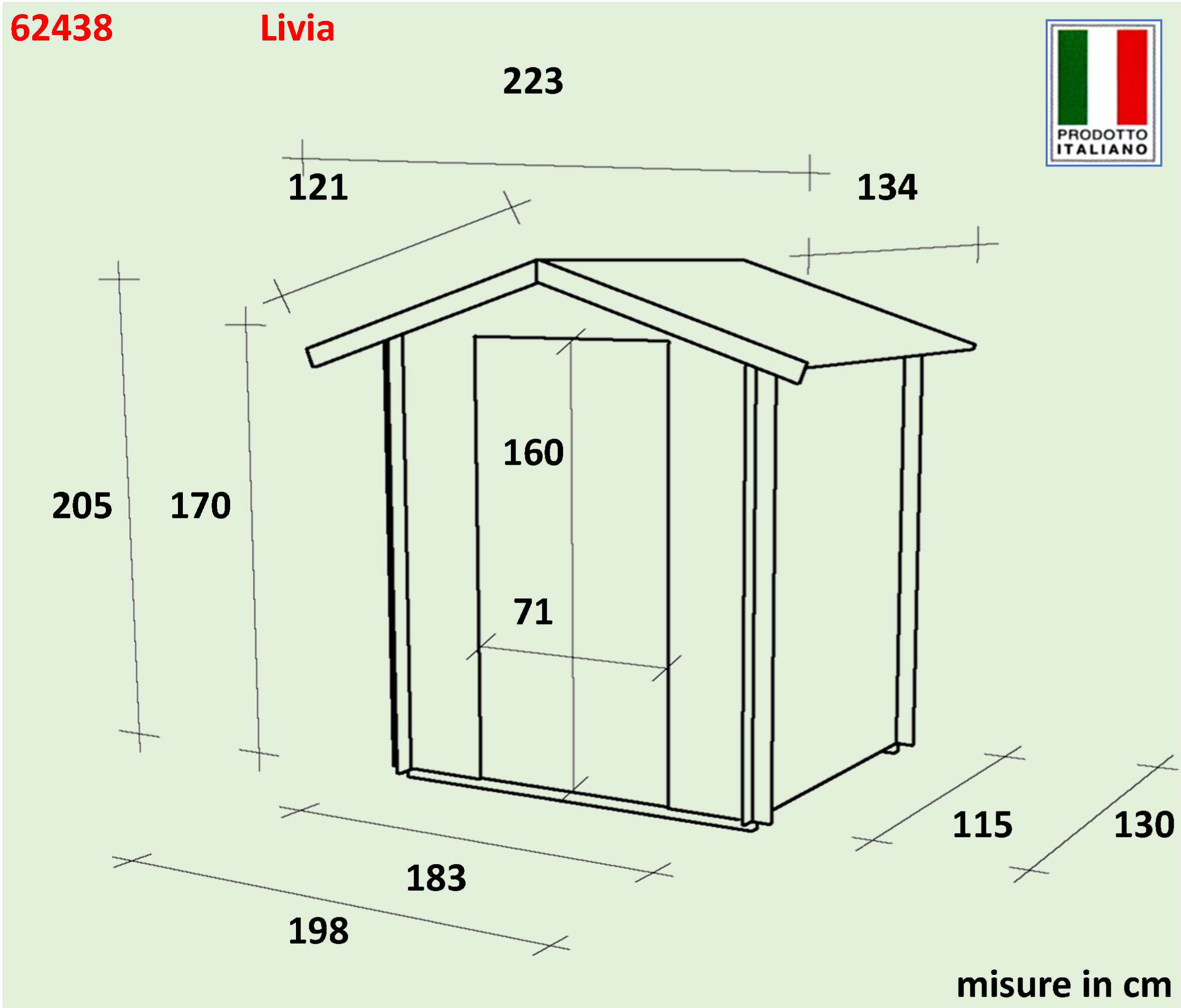  Къща за инструменти Alce Bh16 Livia 198x130 cm PSC+F Кафява-кестен 