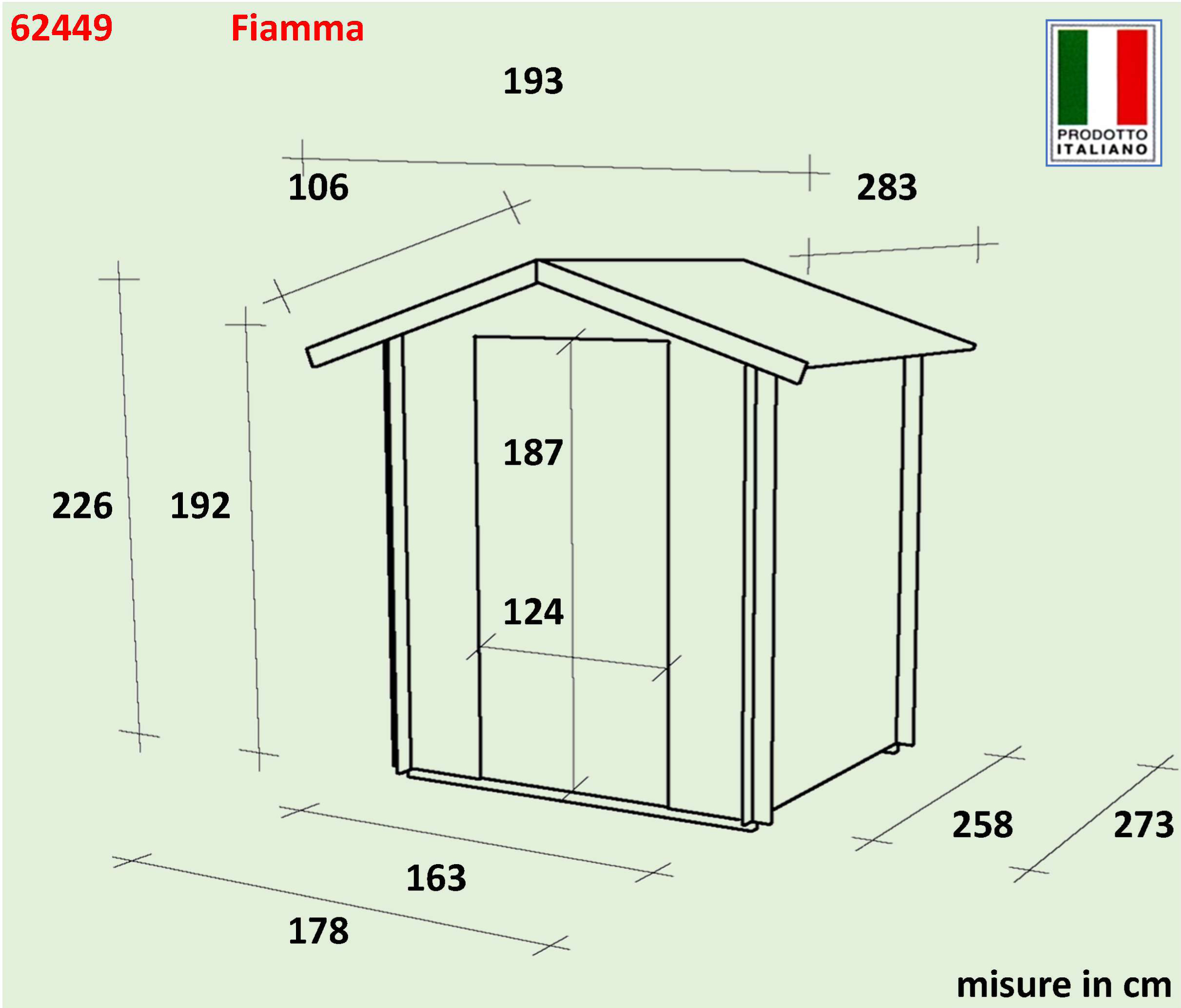 Къща за инструменти Alce Bh16 Fiamma 178x273 cm Дървена