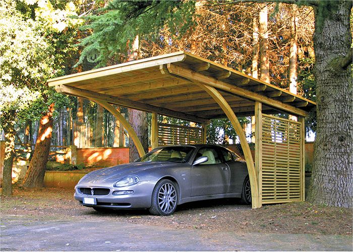 Автомобилен навес Alce Carport Classico 330x510x240, дървен, с покрив и монтажни инструменти