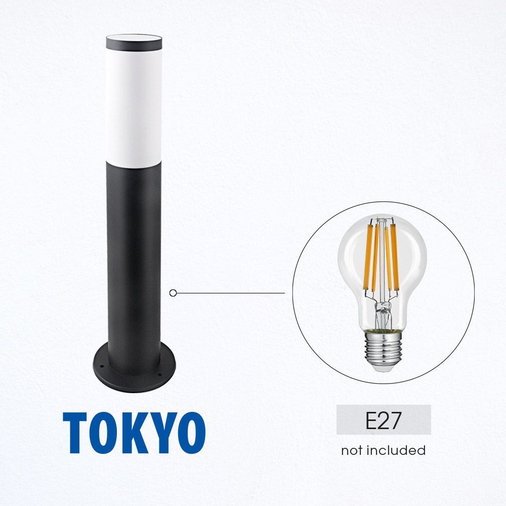 Градинско осветително тяло TOKYO/SS черен IP44, 1xE27