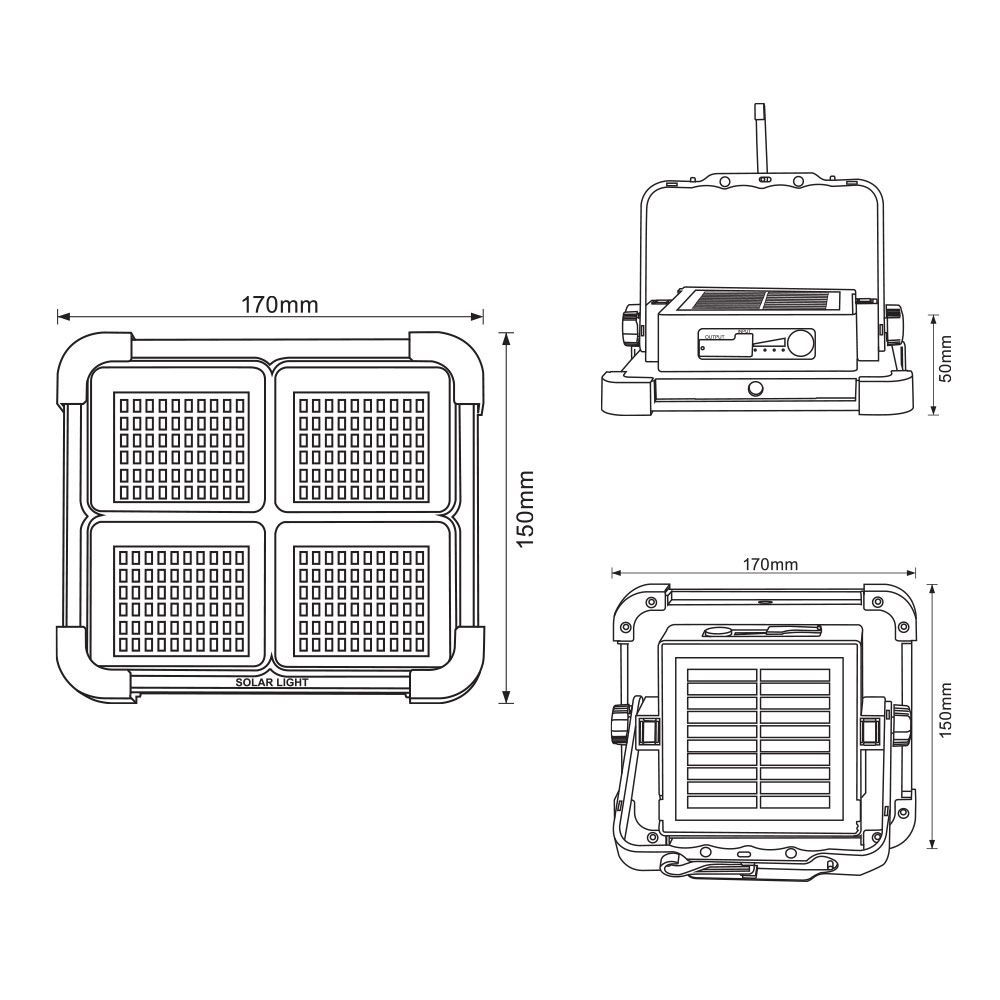 Соларна LED работна лампа ZEIN SOLAR LED ∙ 850lm ∙ 3 CCT ∙ IP44 | Преносима лампа Vivalux