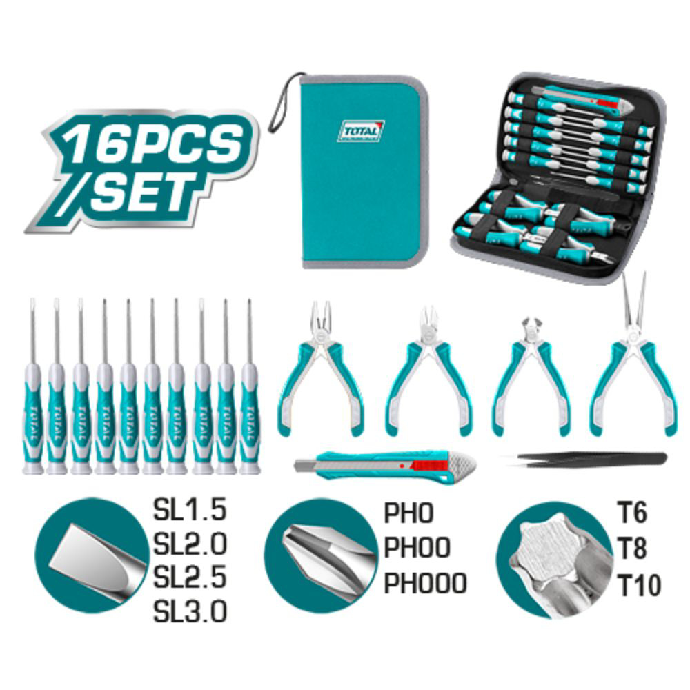 TOTAL Precision Tool Set, 16 Pieces | Price | GardenMax