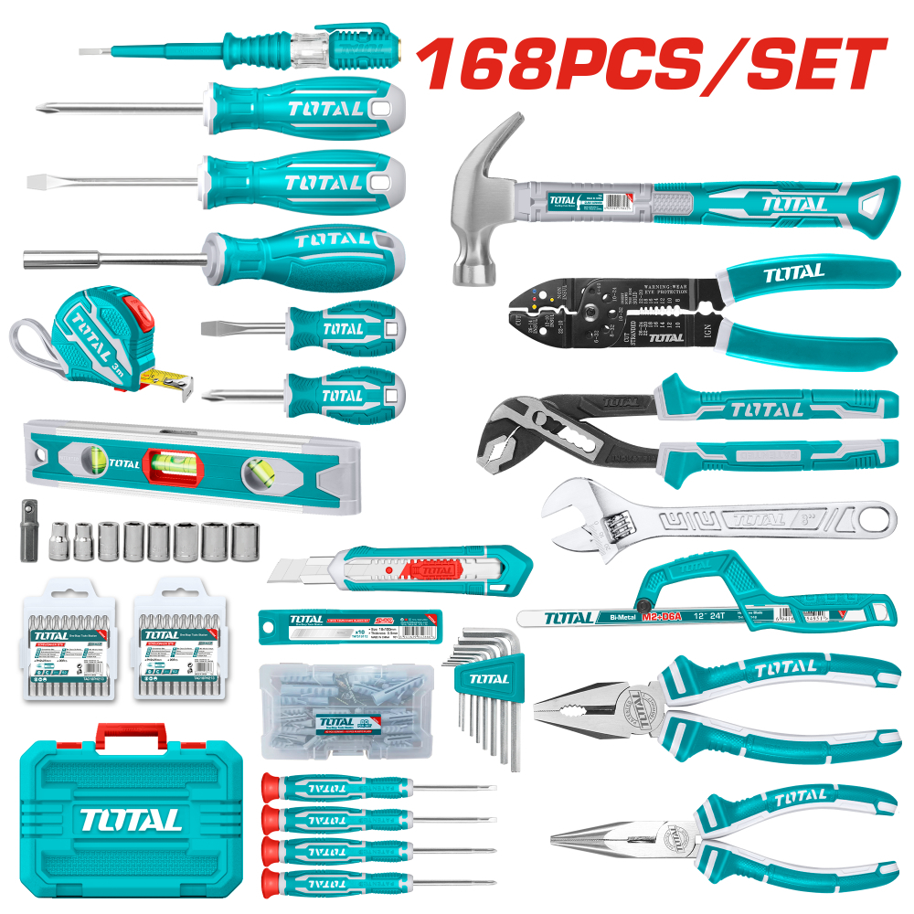 TOTAL Hand Tool Set in Case, 168 Pieces | Price | GardenMax