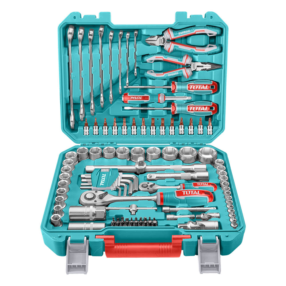 TOTAL Tool Set 1/4"+1/2", 100 Pieces | Price | GardenMax