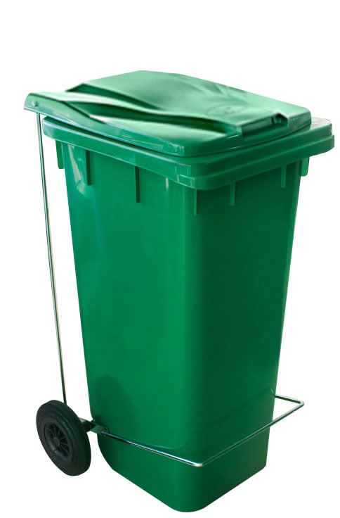 Кош за смет с педал и колела 120L – 60x45.5x95.5 см Зелен (6507)