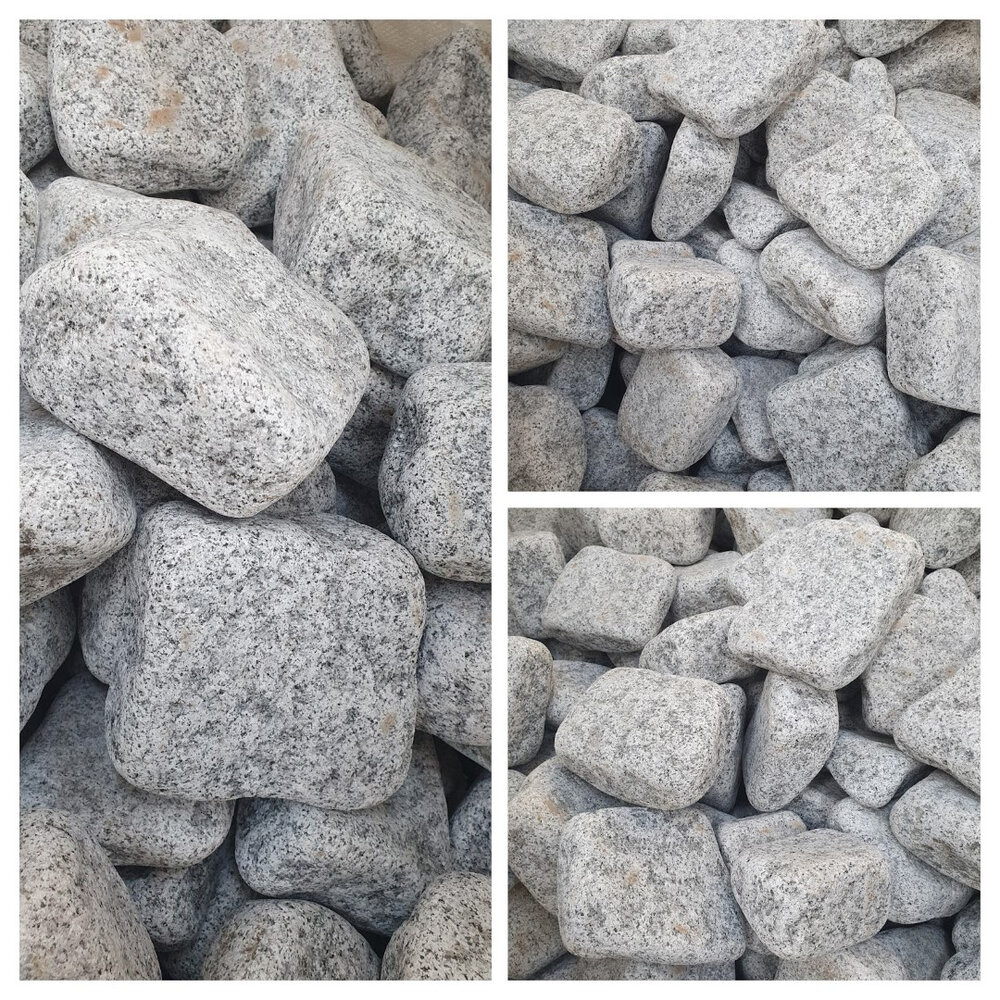 Tumbled Grey Granite Setts 10 x 10 x 5 cm - 1 Ton