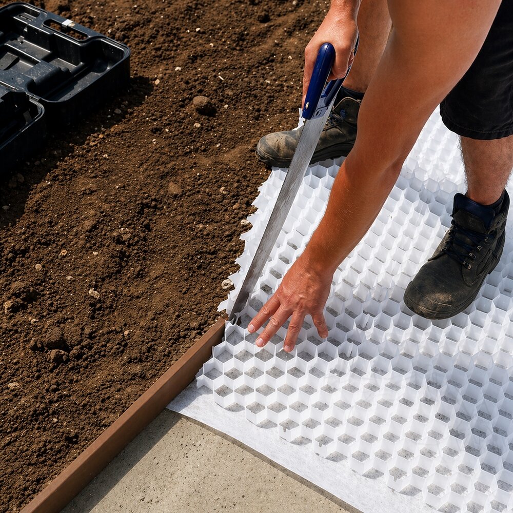 TRAFFIC Gravel Stabilization Grid with Geotextile 117.6 x 76.4 x 3.2 cm - per Piece