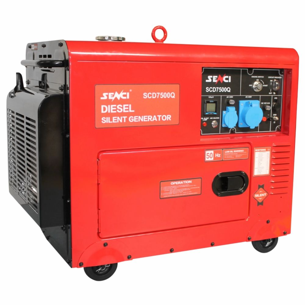 Обезшумен дизелов монофазен генератор SENCI SC-7500QN, 6 kW, 18 л, ел. стартер и ATS