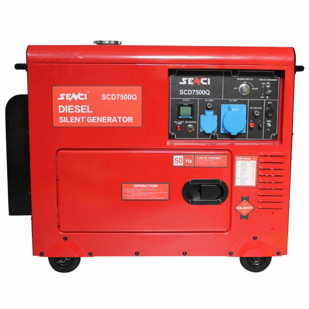 Silent Diesel Generator SENCI SC-7500QN, 6 kW, 18 L, Electric Start & ATS
