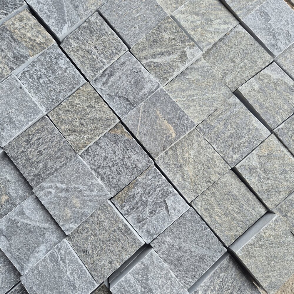 Павета от гнайс Графит 10×10×2–3 см, машинно рязани