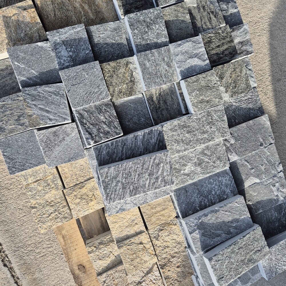 Graphite Gneiss Pavers 10×10×2–3 cm, Machine-Cut