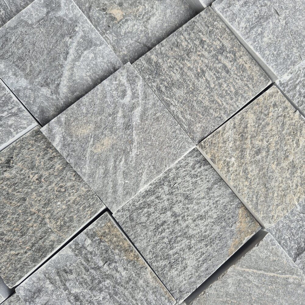 Graphite Gneiss Pavers 10×10×2–3 cm, Machine-Cut