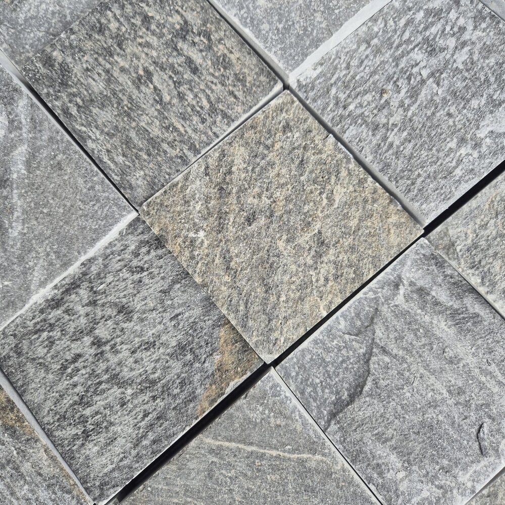 Graphite Gneiss Pavers 10×10×2–3 cm, Machine-Cut