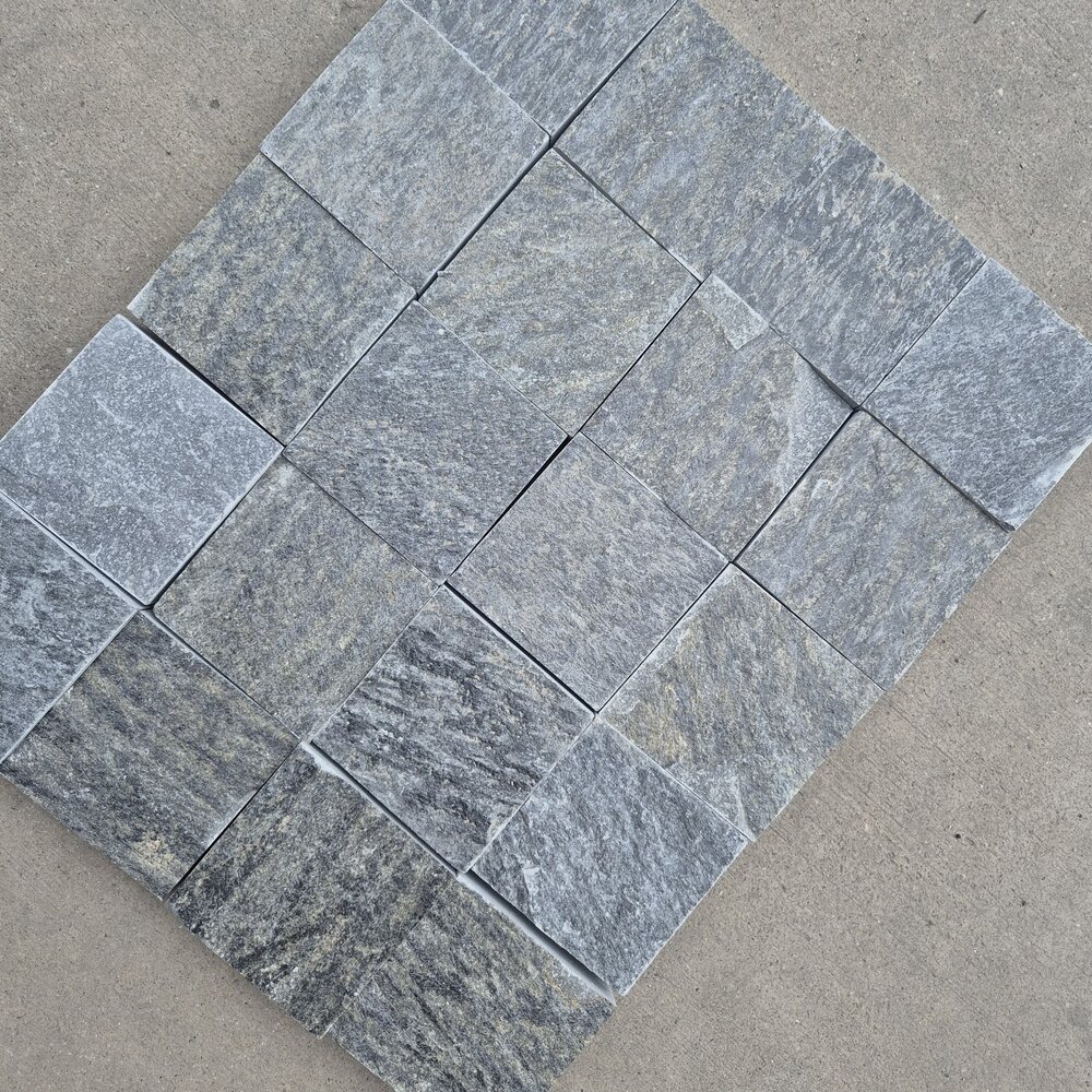 Graphite Gneiss Pavers 10×10×2–3 cm, Machine-Cut