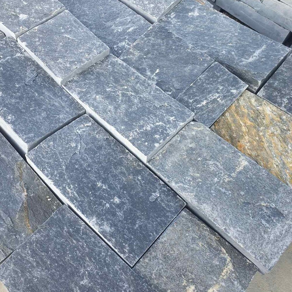 Павета от гнайс Графит 20×10×2–3 см, машинно рязани