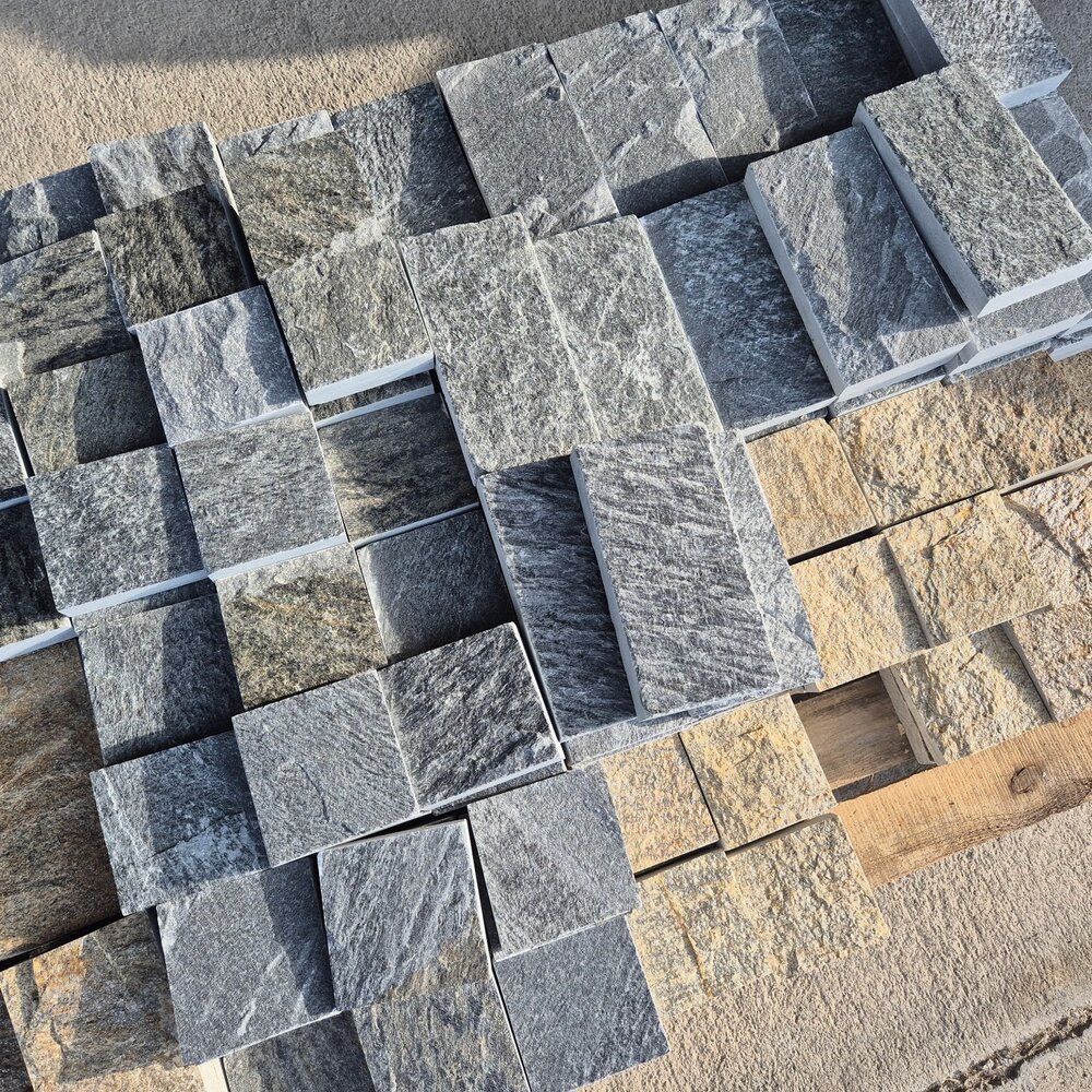 Graphite Gneiss Pavers 20×10×2–3 cm, Machine-Cut