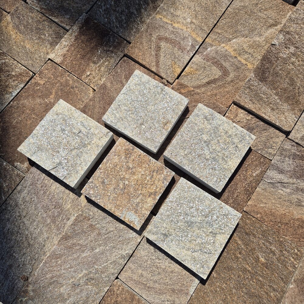 Homa Gneiss Pavers 10×10×2–3 cm, Machine-Cut