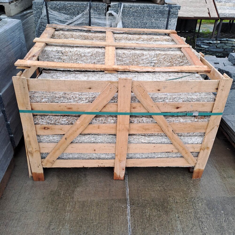 Helios Yellow Granite Kerb 12×15×100 cm, Hand-Finished