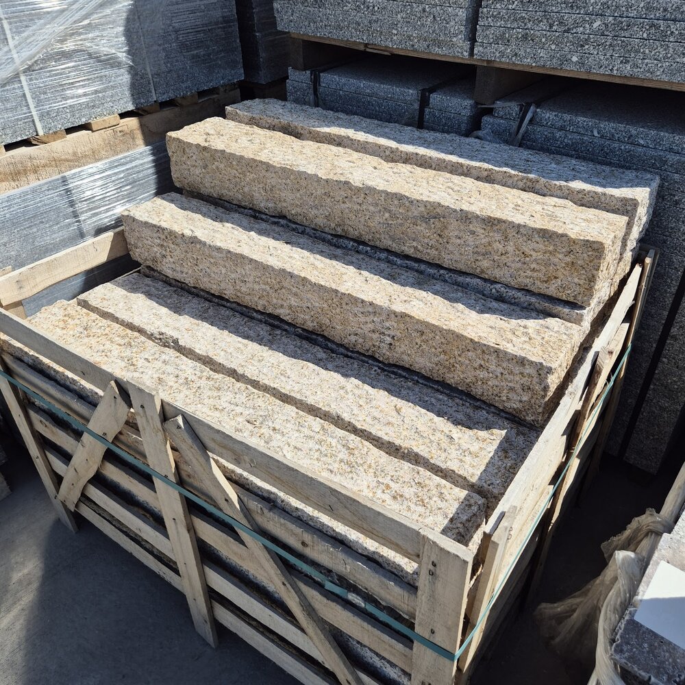 Helios Yellow Granite Kerb 12×15×100 cm, Hand-Finished