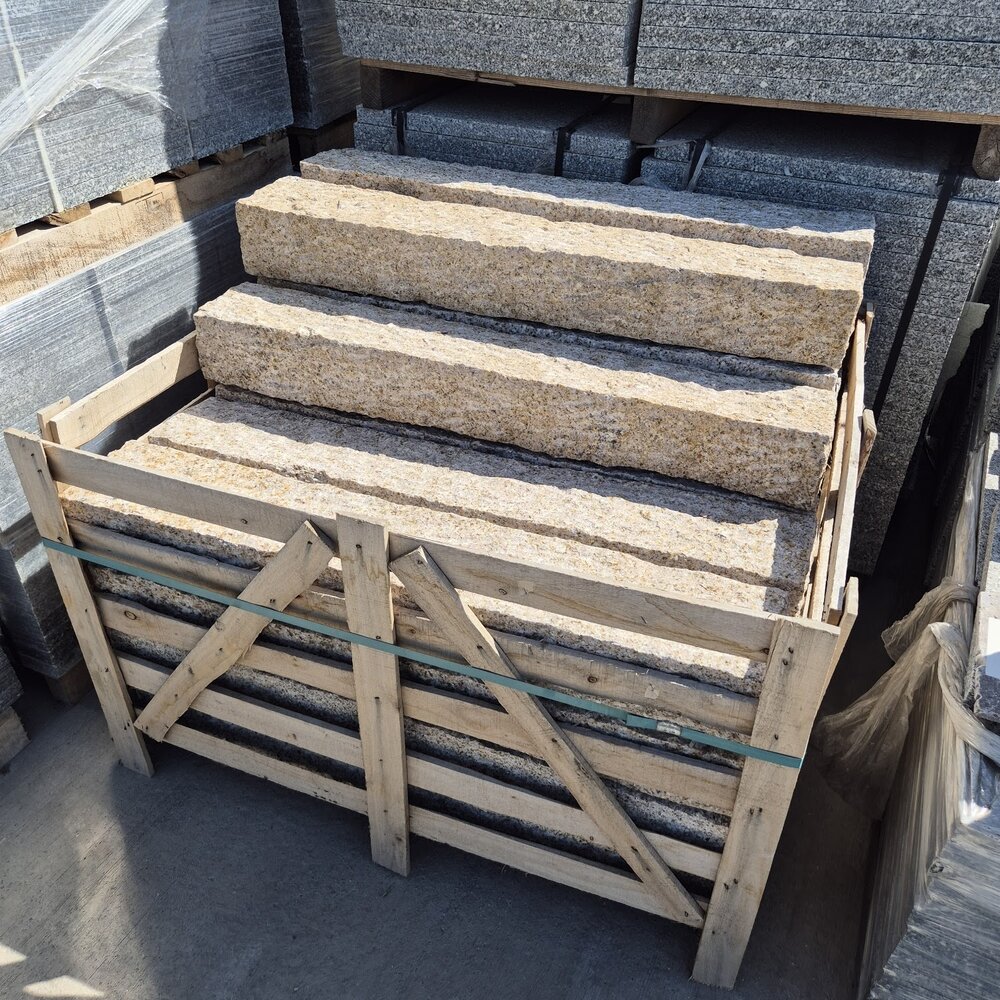 Helios Yellow Granite Kerb 12×15×100 cm, Hand-Finished