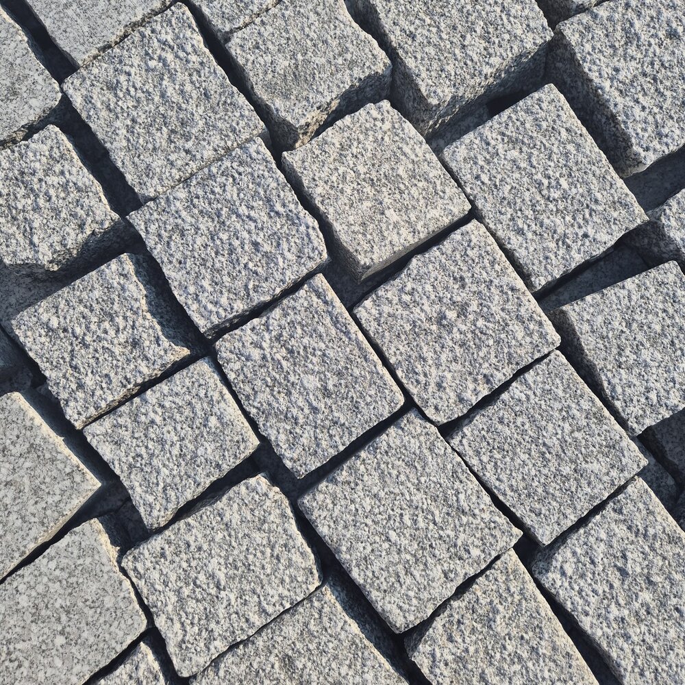 Grey Granite Pavers 10×10×8 cm with Two Cut Faces