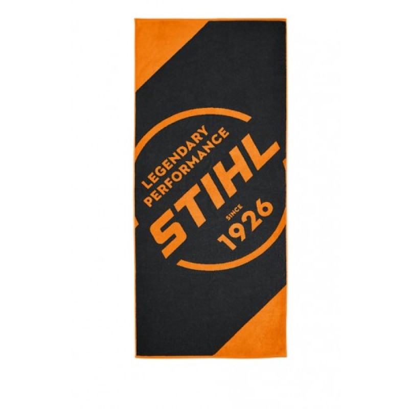 STIHL LEGENDARY PERFORMANCE Beach Towel, 80×180 cm, Black & Orange