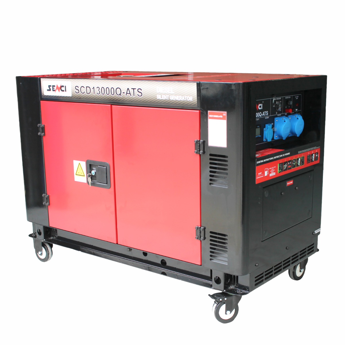 Шумоизолиран дизелов монофазен генератор SENCI SCD 13000 Q-ATS – 11 kW, 26 л, 2 цилиндров двигател, AVR