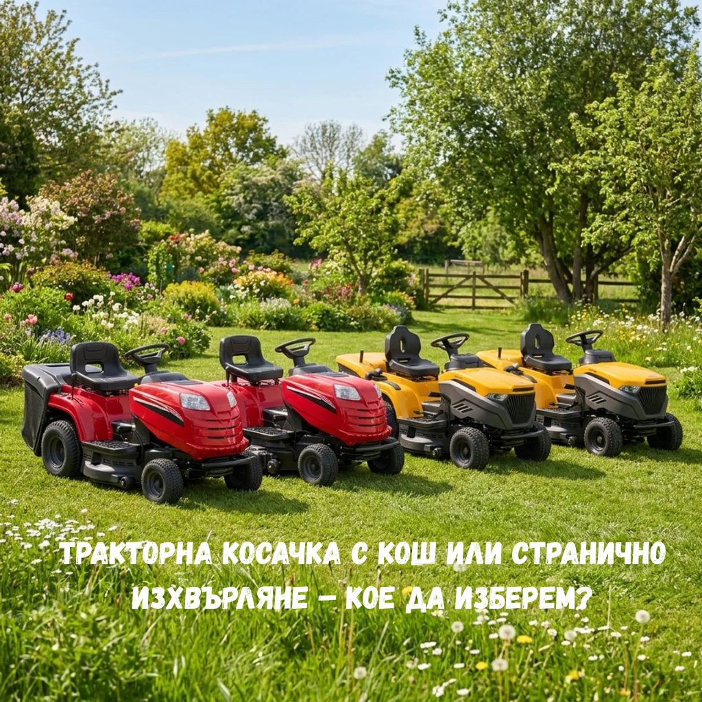 Тракторна косачка с кош или странично изхвърляне – кое да изберем?
