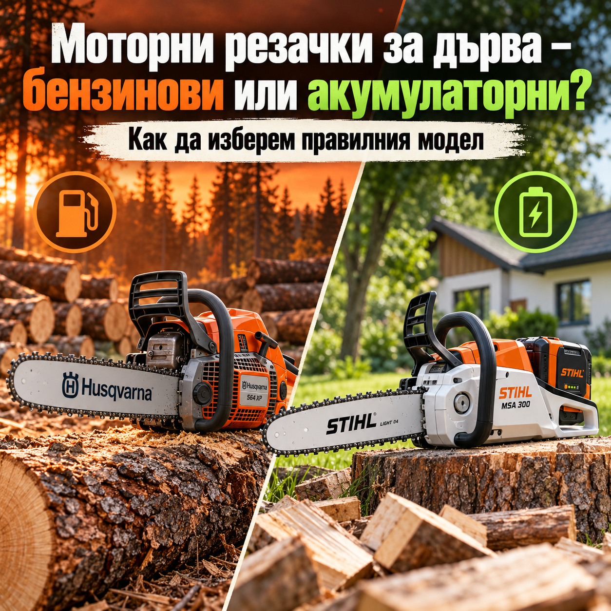 Моторни резачки за дърва – бензинови или акумулаторни? Сравнение, модели и как да изберем правилната