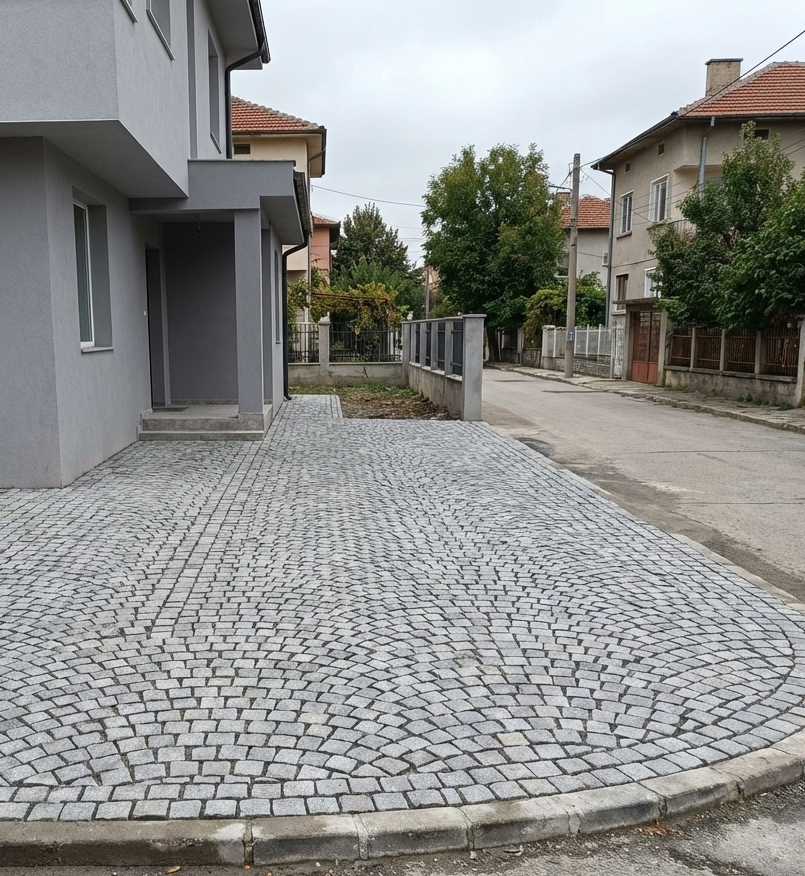 Grey Granite Pavers 10×10×8 cm with Two Cut Faces