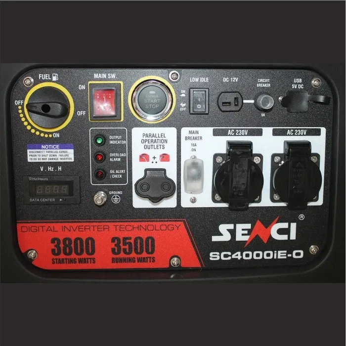 Бензинов инверторен генератор SENCI SC4000iE-O, 230 V, 3.8 kW, 10 л, ел. стартер, AVR 