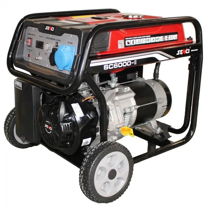 Бензинов монофазен генератор Senci SC-6000 TOP – 5.5 kW, 25 л, 13 к.с., AVR