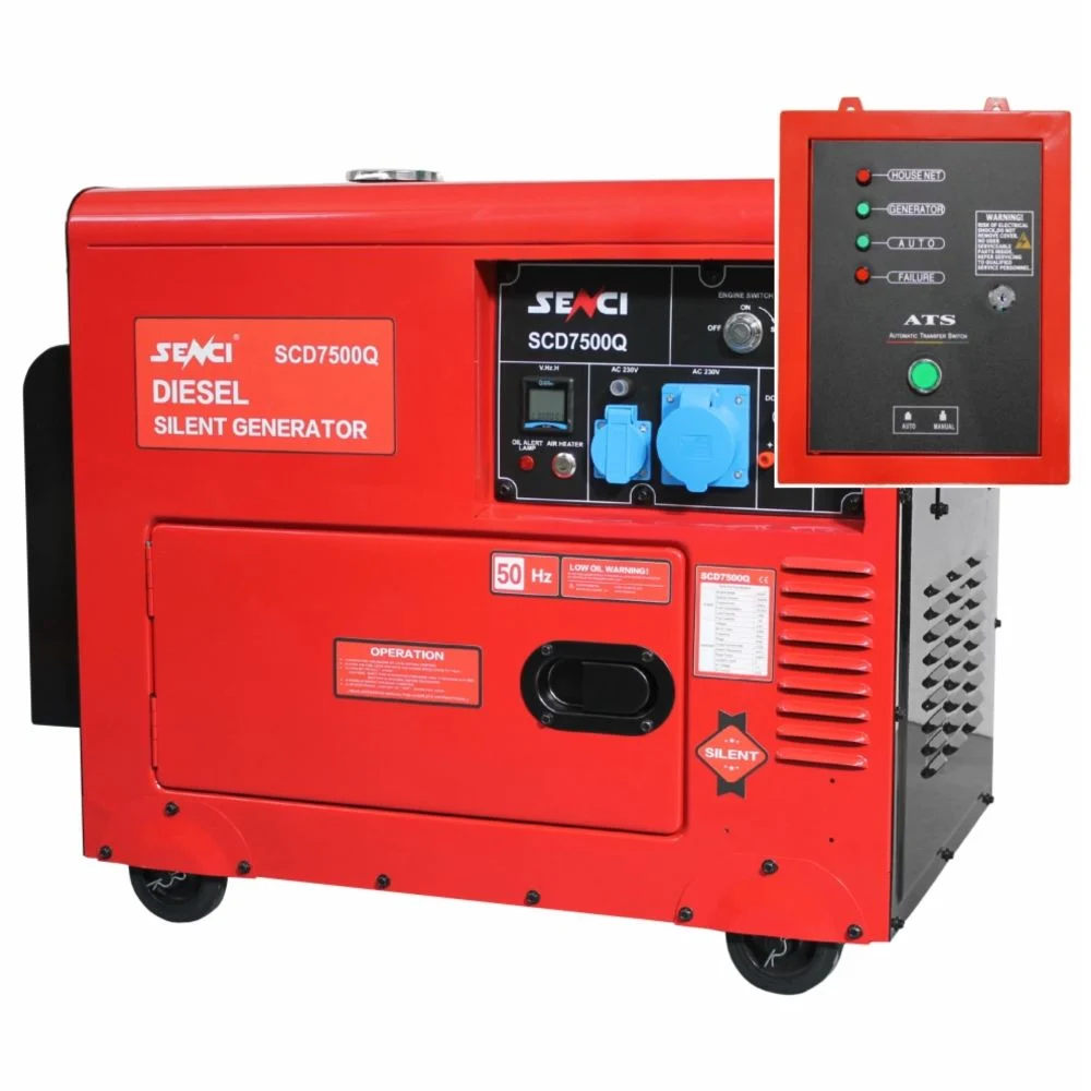 Silent Diesel Generator SENCI SC-7500QN, 6 kW, 18 L, Electric Start & ATS