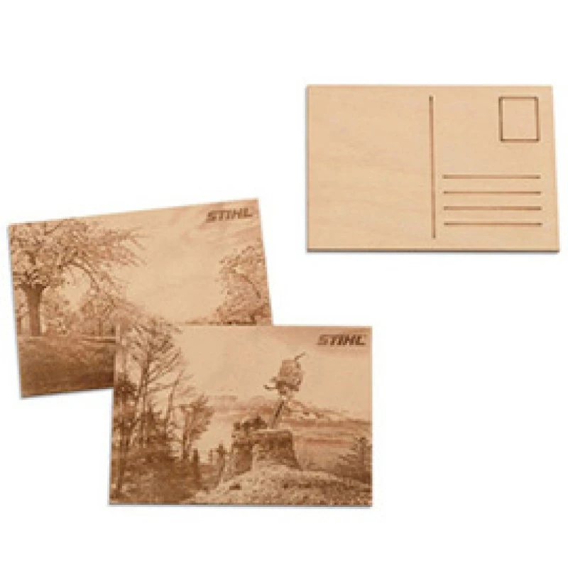 STIHL Wooden Postcard Set, 2 Pieces, Beech Plywood